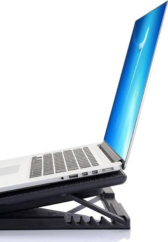 Portable Metal Mesh Laptop Cooler Cooling Pad, 4 Quiet Fans w/Red LED Light, Adjustable Height, Up to 17" Inch Notebook, 2 USB Interface w/Speed Control Switch, Non-Slip - Black (11148) in Kuwait