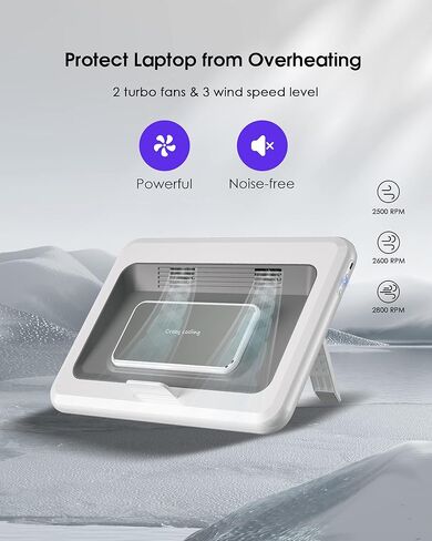 حامل تبريد للكمبيوتر المحمول من Dlinda، وسادة تبريد للكمبيوتر المحمول للألعاب مع تبريد مبتكر لأشباه الموصلات ومروحتين توربو، وسادة تبريد للكمبيوتر المحمول قابلة للتعديل بارتفاع 6 مستويات، متوافقة مع جميع أجهزة الكمبيوتر المحمولة أقل من 21 بوصة in Kuwait