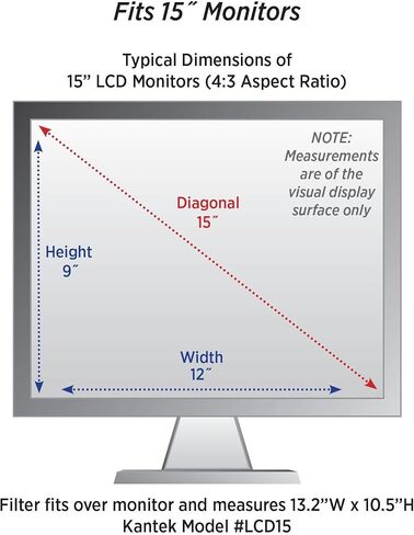 Kantek LCD Protect Anti Glare Computer Screen Cover, Fits 19" & 20" Widescreen Monitors, Frameless, Enhances Contrast and Color in Saudi Arabia