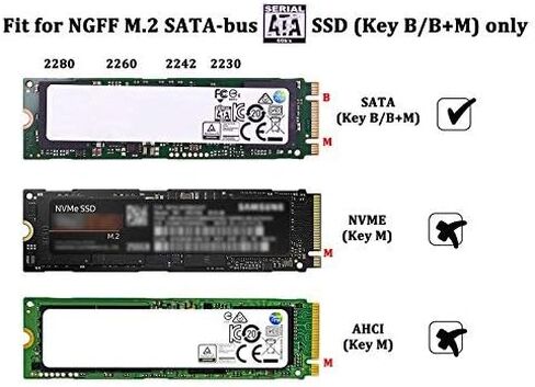 محول M.2 ساتا SSD الى USB 3.0 خارجي SSD مع UASP، يدعم NGFF M.2 2280 2260 2242 2230 SSD مع مفتاح B/Key B+M (لا يناسب منفذ PCIe NVMe/PCIe AHCI مع مفتاح M) in Kuwait