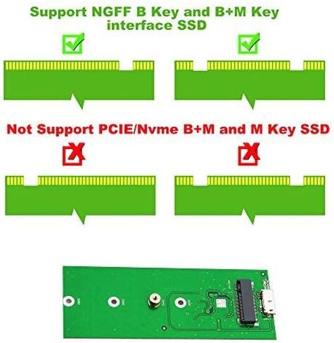 محول M.2 ساتا SSD الى USB 3.0 خارجي SSD مع UASP، يدعم NGFF M.2 2280 2260 2242 2230 SSD مع مفتاح B/Key B+M (لا يناسب منفذ PCIe NVMe/PCIe AHCI مع مفتاح M) in Kuwait