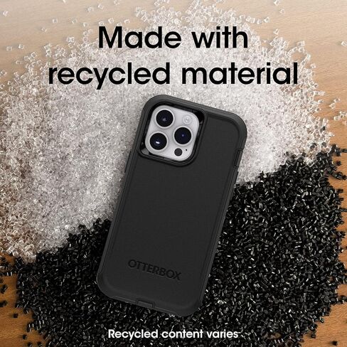 حافظة OtterBox iPhone 14 Pro Max (فقط) من سلسلة Defender - سوداء، متينة ومتينة، مع حماية للمنافذ، وتتضمن مسند بمشبك الحافظة in Kuwait