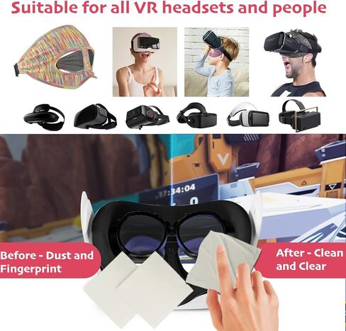 3 قطع في ار قناع العين قناع الوجه وسادة غطاء وسادة VR عرق الفرقة و 2 قطعة نظارات VR نظارات قماش تنظيف الألياف متوافق مع سماعات الواقع الافتراضي ميتا / أوكيولوس كويست 2 جو HTC فيف PS VR Gear اكسسوارات in Kuwait