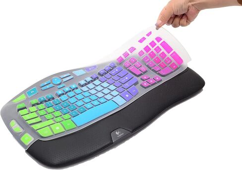 Keyboard Cover for Logitech K350 MK550 MK570 Wireless Wave Keyboard,Colorful Silicone Keyboard Protector Skin for Logitech K350 MK550 MK570 Ergonomic Keyboard Protective Accessories(Utra-Thin) in Saudi Arabia