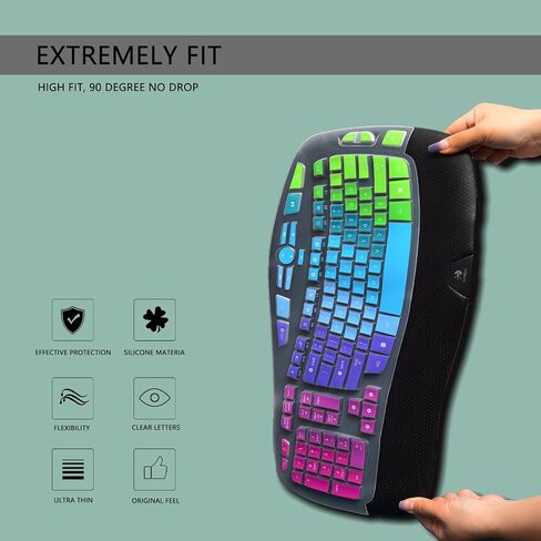 Keyboard Cover for Logitech K350 MK550 MK570 Wireless Wave Keyboard,Colorful Silicone Keyboard Protector Skin for Logitech K350 MK550 MK570 Ergonomic Keyboard Protective Accessories(Utra-Thin) in Saudi Arabia