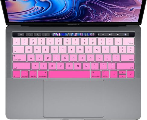 ProElife Ultra Thin Keyboard Cover Skin for MacBook Pro 13-inch 15-inch with Touch Bar (Model A2159, A1989, A1990, A1706, A1707) (2019 2018 2017 2016) (Ombre Pink) in Kuwait