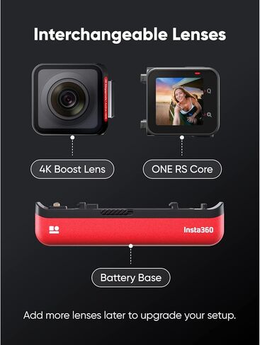 Insta360 ONE RS 4K Edition - كاميرا أكشن مقاومة للماء بدقة 4K بمعدل 60 إطارًا في الثانية مع تثبيت FlowSate، وصور بدقة 48 ميجابكسل، وتقنية HDR النشطة، وتحرير الذكاء الاصطناعي in Saudi Arabia