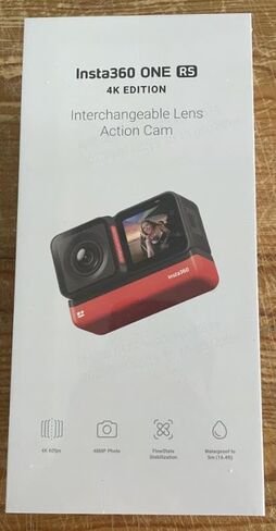 Insta360 ONE RS 4K Edition - كاميرا أكشن مقاومة للماء بدقة 4K بمعدل 60 إطارًا في الثانية مع تثبيت FlowSate، وصور بدقة 48 ميجابكسل، وتقنية HDR النشطة، وتحرير الذكاء الاصطناعي in Saudi Arabia