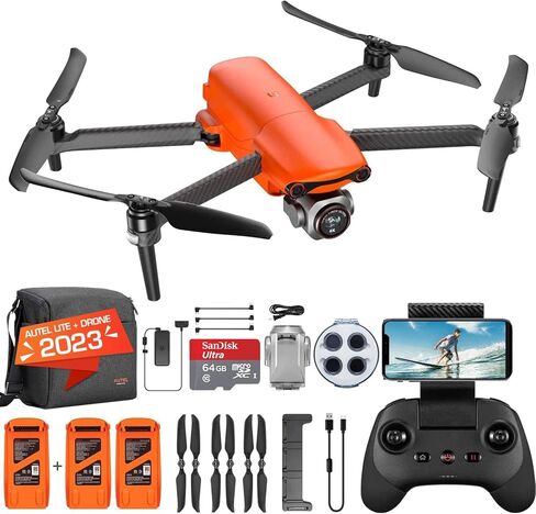 حزمة Autel Robotics EVO Lite Plus Premium، 203 أحدث طائرة بدون طيار Lite+ مع مستشعر CMOS 1 بوصة وكاميرا 6K HDR، بدون سياج جغرافي، فتحة F2.8 - F11، طائرة بدون طيار ذات محورين Gimbal Quadcopter، تجنب العوائق ثلاثية الاتجاهات، 40 دقيقة زمن الرحلة، ناقل الحرك in Kuwait