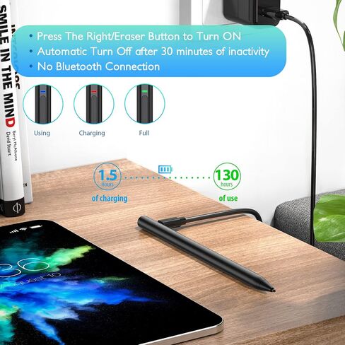 Trakxy Surface Stylus Pen Digital Pen for Microsoft Surface Pro X/9/8/7/6/5/4/3/Surface Laptop 5/4/3/2/1 Surface go 3/2/1 Book 2/1 Studio Magnet 4096 Pressure Palm Rejection Rechargeable Stylus Pen in Kuwait