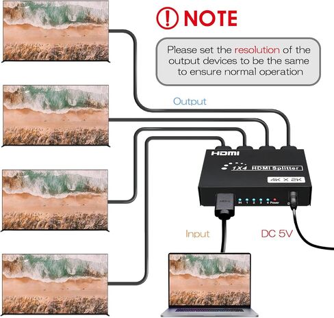 HDMI Splitter 4K 8 Way, 1 in 8 Out Powered HDMI Splitter, 4K@30Hz HD Distributor Splitter for Mall HDTV DVD Fire Stick PS4 in Kuwait