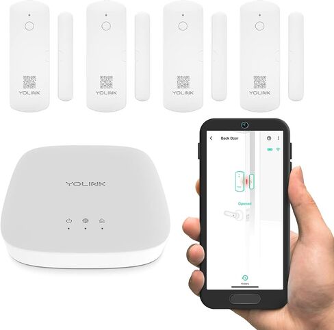 YoLink LoRa Smart Door Sensor Starter Kit: - 1/4 Mile Open-Air Range, Door Left-Open Reminders,5 Years Battery Life, SMS/Text, Email & App Alerts, Alexa, IFTTT, Home Assistant in Saudi Arabia