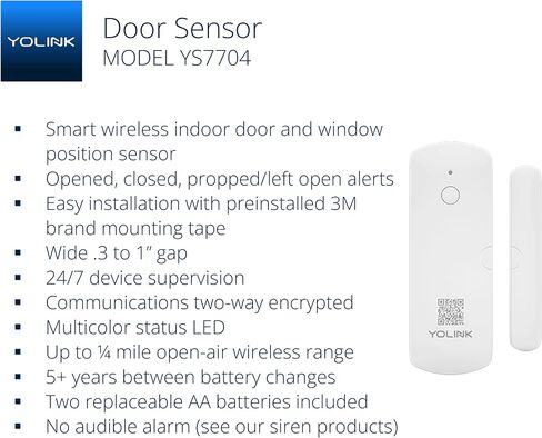 YoLink LoRa Smart Door Sensor Starter Kit: - 1/4 Mile Open-Air Range, Door Left-Open Reminders,5 Years Battery Life, SMS/Text, Email & App Alerts, Alexa, IFTTT, Home Assistant in Saudi Arabia