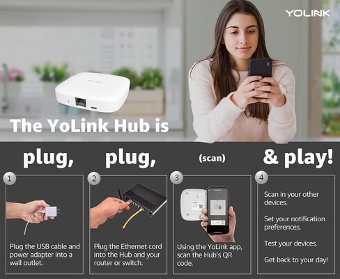 YoLink LoRa Smart Door Sensor Starter Kit: - 1/4 Mile Open-Air Range, Door Left-Open Reminders,5 Years Battery Life, SMS/Text, Email & App Alerts, Alexa, IFTTT, Home Assistant in Saudi Arabia