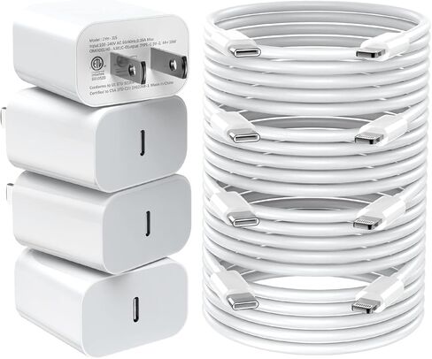 Fast Charger iPhone，[Apple MFi Certified] 20W PD USB C Wall Charger 4 Pack with 6FT Fast Charging Cable - Fast Charger for iPhone 14/14 Pro Max/13/13 Pro/12/12 Pro/11/11 Pro/XS, iPad in Saudi Arabia