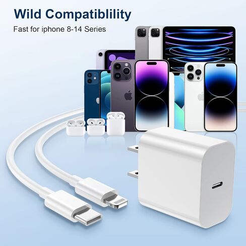 Fast Charger iPhone，[Apple MFi Certified] 20W PD USB C Wall Charger 4 Pack with 6FT Fast Charging Cable - Fast Charger for iPhone 14/14 Pro Max/13/13 Pro/12/12 Pro/11/11 Pro/XS, iPad in Saudi Arabia