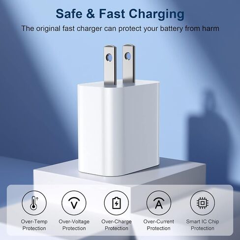 Fast Charger iPhone，[Apple MFi Certified] 20W PD USB C Wall Charger 4 Pack with 6FT Fast Charging Cable - Fast Charger for iPhone 14/14 Pro Max/13/13 Pro/12/12 Pro/11/11 Pro/XS, iPad in Saudi Arabia