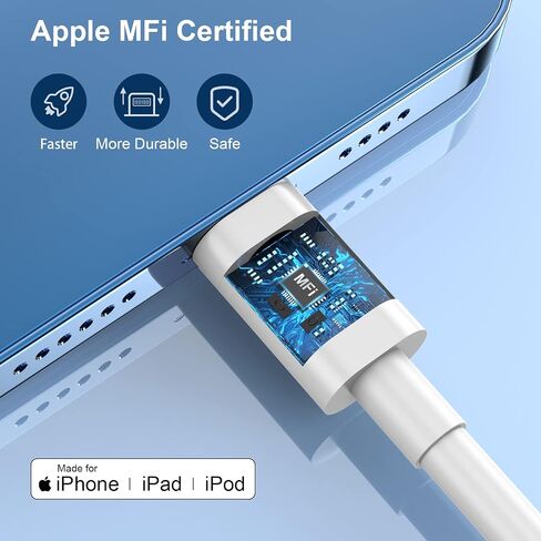 Fast Charger iPhone，[Apple MFi Certified] 20W PD USB C Wall Charger 4 Pack with 6FT Fast Charging Cable - Fast Charger for iPhone 14/14 Pro Max/13/13 Pro/12/12 Pro/11/11 Pro/XS, iPad in Saudi Arabia