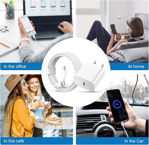 Fast Charger iPhone，[Apple MFi Certified] 20W PD USB C Wall Charger 4 Pack with 6FT Fast Charging Cable - Fast Charger for iPhone 14/14 Pro Max/13/13 Pro/12/12 Pro/11/11 Pro/XS, iPad in Saudi Arabia