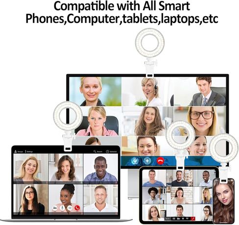 XINBAOHONG Clip on Ring Light,Rechargeable Fill Video Light for Phone,Laptop, Tablet and Computer, Portable Phone Light for Selfie TikTok Vlog Video Conference Zoom Call Photography Makeup in Kuwait