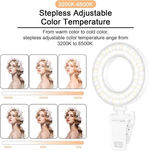 XINBAOHONG Clip on Ring Light,Rechargeable Fill Video Light for Phone,Laptop, Tablet and Computer, Portable Phone Light for Selfie TikTok Vlog Video Conference Zoom Call Photography Makeup in Kuwait