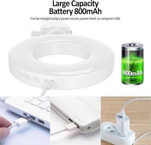 XINBAOHONG Clip on Ring Light,Rechargeable Fill Video Light for Phone,Laptop, Tablet and Computer, Portable Phone Light for Selfie TikTok Vlog Video Conference Zoom Call Photography Makeup in Kuwait