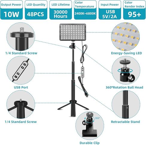 أضواء LED لمؤتمرات الفيديو، مجموعة إضاءة للمؤتمرات عبر الفيديو مع 4 مرشحات ألوان لصور سطح الطاولة وكاميرا ويب تسجيل فيديو لجلسات التكبير الاجتماعات الموسيقية Game Live Stream Computer Laptop in Kuwait