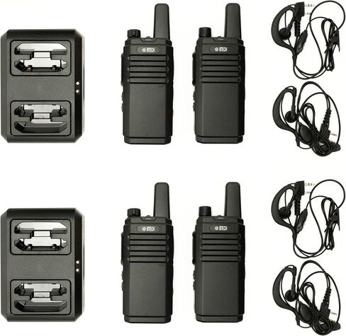 BTECH FRS-B1 Business Walkie Talkies, 8-Pack License-Free FRS Radios with USB-C Charging, 4 Dual-Slot Docks, Earpieces, Holsters, NOAA Weather, IP54 in Kuwait