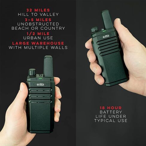 BTECH FRS-B1 Business Walkie Talkies, 8-Pack License-Free FRS Radios with USB-C Charging, 4 Dual-Slot Docks, Earpieces, Holsters, NOAA Weather, IP54 in Kuwait