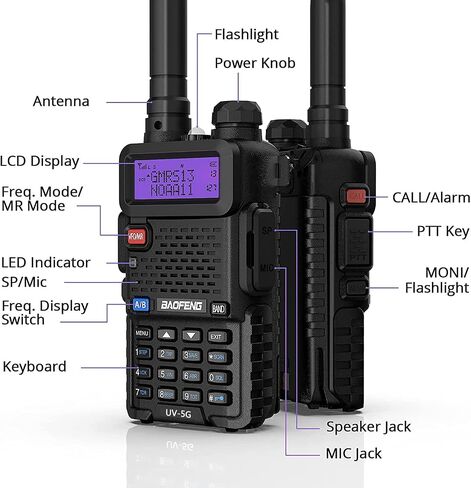 BAOFENG UV-5G (UV-5X) GMRS Handheld Radios, Long Range Two Way Radio 2 Pack | CHIRP Compatible, Repeater Capable, NOAA Weather Scan, for Camping, Off-Road Trips, Emergency Use in Kuwait