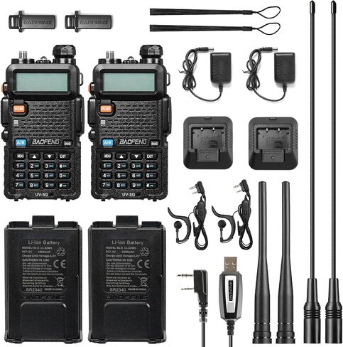 BAOFENG UV-5G (UV-5X) GMRS Handheld Radios, Long Range Two Way Radio 2 Pack | CHIRP Compatible, Repeater Capable, NOAA Weather Scan, for Camping, Off-Road Trips, Emergency Use in Kuwait
