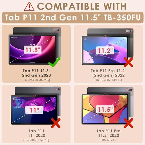DETUOSI Leather Case for Lenovo Tab P11 2nd Gen 11.5" with Pencil Holder + Silicone TPU Protective Inner Shell + 2-Angles Viewing Slim Folio Book Cover + Elastic Strap Closure for TB-350FU Tablet 2023 in Kuwait
