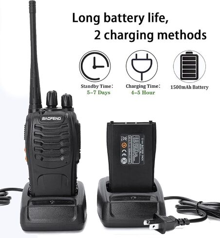 Baofeng Walkie Talkies BF-888s Rechargeable Two-Way Radios for Adults Long Range Handheld Communicator Professional UHF Interphone 2 Pack Walky Talky Set with Earpiece,Li-ion Battery and Charger in Kuwait