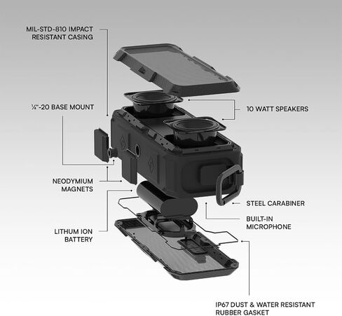 Raycon Impact Speaker - Wireless, Waterproof, Shockproof, Military Grade Impact Resistant, IP67 Rugged Bluetooth Speaker with Stereo Sound and Magnetic Base in Kuwait