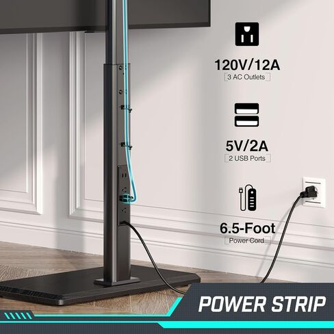 Greenstell TV Stand with Power Outlet & LED Lights, Floor TV Stand for 32-70 inch TV, Tall TV Stand with Solid Wood Base, Height Adjustable, Swivel, Holds up to 110 LBs, Max VESA 600x400mm in Kuwait