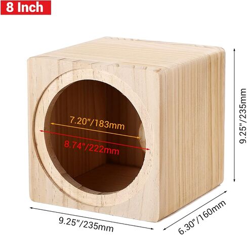 Facmogu 8" Ported Wooden Speaker Enclosure, Vented Unloaded Solid Wood Box | Empty Wooden Speaker Box with Grill Cover & Terminal Cup, Sound-Absorbing Cotton Included for Car, Truck & Home Audio DIY in Saudi Arabia