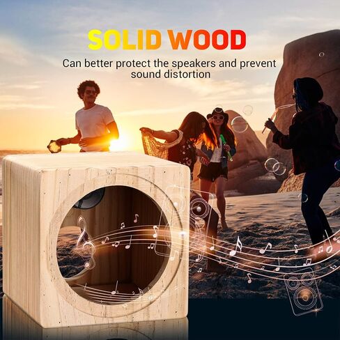Facmogu 8" Ported Wooden Speaker Enclosure, Vented Unloaded Solid Wood Box | Empty Wooden Speaker Box with Grill Cover & Terminal Cup, Sound-Absorbing Cotton Included for Car, Truck & Home Audio DIY in Saudi Arabia
