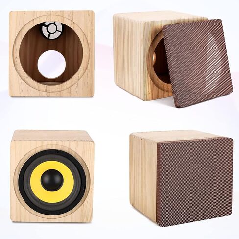 Facmogu 8" Ported Wooden Speaker Enclosure, Vented Unloaded Solid Wood Box | Empty Wooden Speaker Box with Grill Cover & Terminal Cup, Sound-Absorbing Cotton Included for Car, Truck & Home Audio DIY in Saudi Arabia