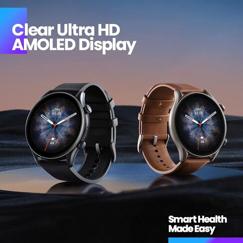 ساعة ذكية Amazfit GTR 3 Pro للرجال، عمر بطارية يصل إلى 12 يومًا، Alexa مدمج، مكالمات ورسائل نصية عبر البلوتوث، نظام تحديد المواقع العالمي و150 وضعًا رياضيًا، شاشة AMOLED مقاس 1.45 بوصة، ساعة لياقة بدنية مع جهاز تتبع معدل ضربات القلب SpO2، أسود in Kuwait