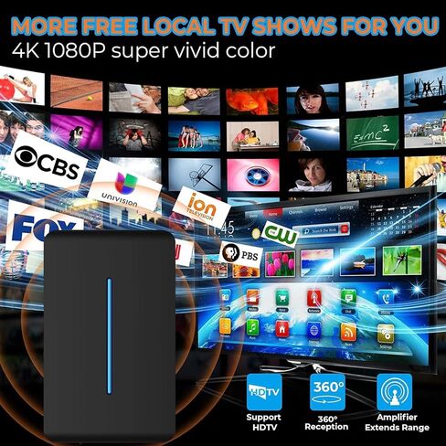 800 Miles Range TV Antenna Free Channels, HDTV Digital Antenna Amplifier, Ultra HD 4K HDR 1080P Powerful TV Signal Booster for Smart TV/Old TV 32FT Cable Indoor (Adapter Included) in Kuwait