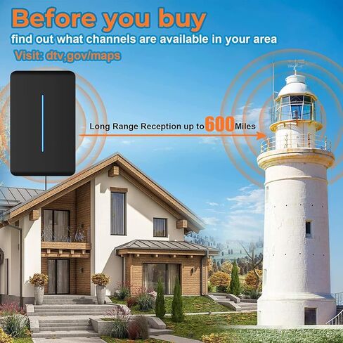 800 Miles Range TV Antenna Free Channels, HDTV Digital Antenna Amplifier, Ultra HD 4K HDR 1080P Powerful TV Signal Booster for Smart TV/Old TV 32FT Cable Indoor (Adapter Included) in Kuwait