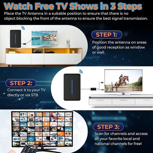 800 Miles Range TV Antenna Free Channels, HDTV Digital Antenna Amplifier, Ultra HD 4K HDR 1080P Powerful TV Signal Booster for Smart TV/Old TV 32FT Cable Indoor (Adapter Included) in Kuwait