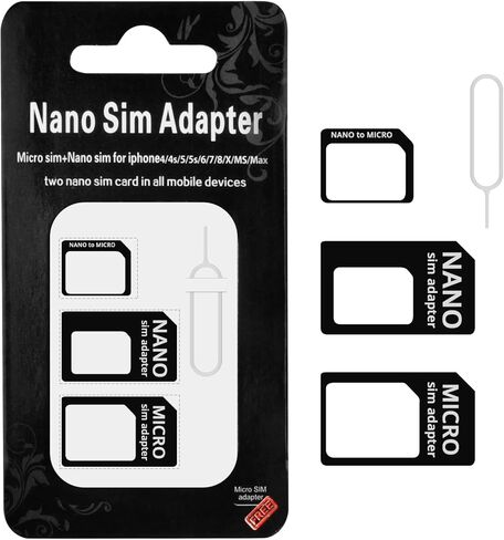 محول بطاقة SIM NUTJAM، مجموعة محول قياسية 4 في 1، محول قياسي نانو مايكرو مع دبوس إخراج علبة فولاذية للهواتف الذكية in Kuwait