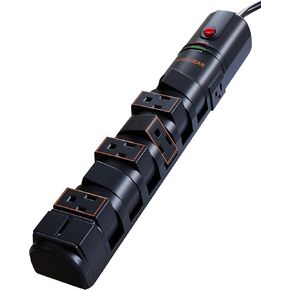 ECHOGEAR VoltSpin Surge Protector قطاع الطاقة 2 حزمة مع منافذ دوارة، قابس مسطح، سلك طويل، وفتحات تركيب - قطاع الطاقة مع قمع الطفرة الثقيلة بالإضافة إلى إدارة الكابلات المدمجة