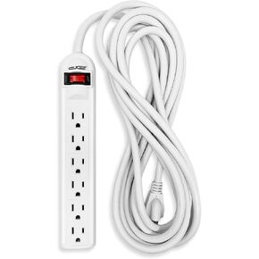 Digital Energy 6-Outlet Surge Protector Power Strip with 8-Ft Long Extension Cord, White, ETL Listed/UL Standard