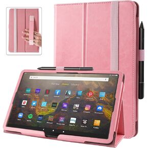 حافظة لجهاز Amazon Kindle Fire Max 11 Tablet الجيل الثالث عشر 11 بوصة 2023 مع حامل قلم، غطاء حامل نحيف قابل للطي من جلد البولي يوريثان لجهاز Fire Max 11 مع تنبيه/نوم تلقائي، حزام يد