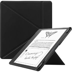KuRoKo Slimshell Case for Kindle Scribe 10.2" 2022 Released, Origami Standing Lightweight PU Leather Stand Smart Cover with Pen Holder for Kindle Scribe 10.2 inch-Black