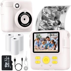 Instant Print Camera for Kids with 3 Rolls of Printer Paper, 1080P Toddler Digital Camera Toys for Age 3-12 with 32GB SD Card, Christmas & Birthday Gifts for 3 4 5 6 7 8 Year Old Girls & Boys (Purple) in Saudi Arabia
