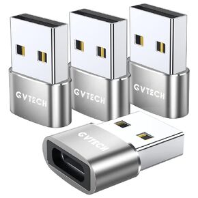 USB C Female to USB Male Adapter 4 Pack, Type A Charger Cable Power Converter for Watch Series, iPhone 13 12 Pro Max Mini, AirPods iPad Air 4 5, Samsung Galaxy Note 10 20 S20 S21 S22 (Gold)