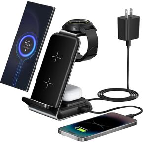محطة شحن لاسلكية لهاتف Samsung - شاحن لاسلكي سريع الشحن لهواتف Galaxy S23 Ultra/S23/S23+/Z Flip/Fold 5/4/3/iphone/Android، وGalaxy Watch 6/5 Pro/5/4/3 & Buds. أبيض) in Kuwait